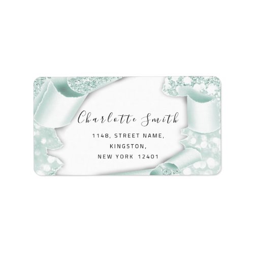 Bridal RSVP Wedding 3D Mint Frame Glitter Label