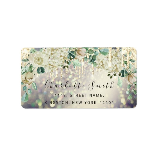 Bridal RSVP Wedding Drip Mint Green Glitter Gold Label (Front)