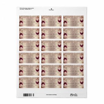 Bridal RSVP Wedding Drips Floral Rose Marsala Label | Zazzle