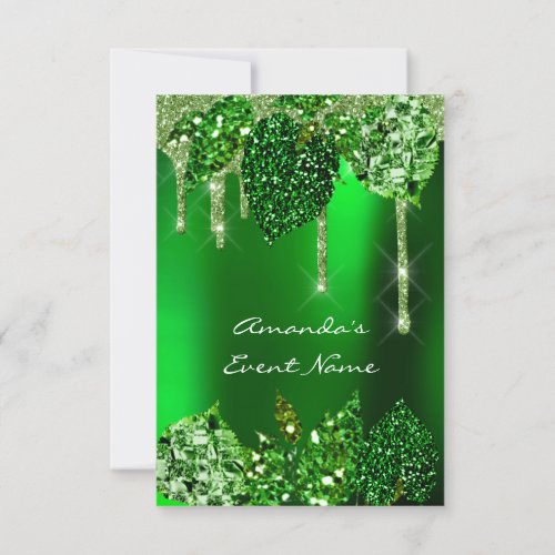 Bridal Rustic Woodland  Cali Green Drips Leafs Invitation