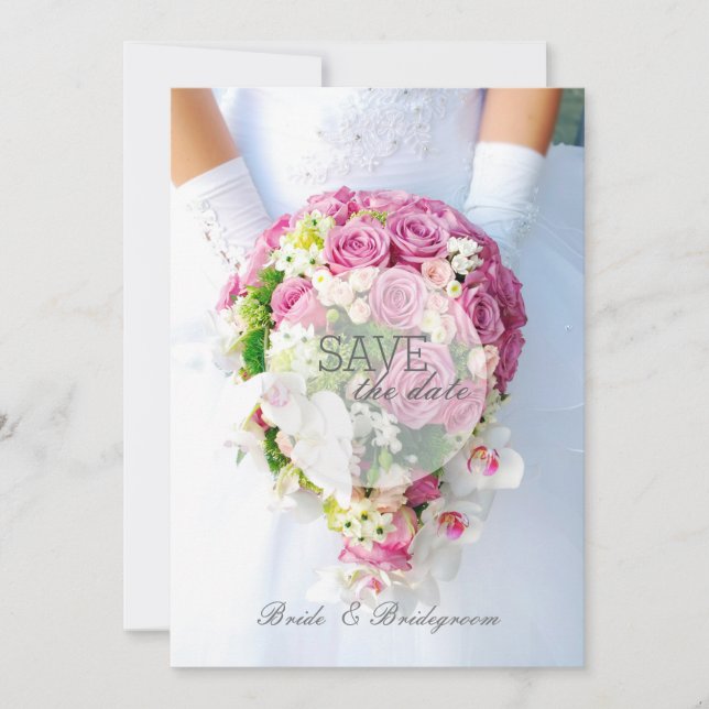 Bridal Save the Date- Lace Flower Bouquet Wedding Date (Front)