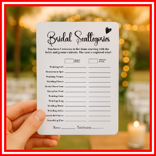 Bridal Scattegories Bridal Shower Game Elegant Fun Invitation