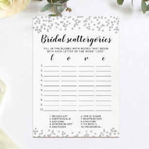 Bridal Scattergories editable Bridal Shower Card