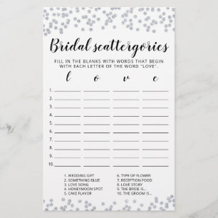 Bridal Scattergories editable game Bridal Shower
