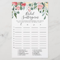 Bridal Scattergories editable game Bridal Shower