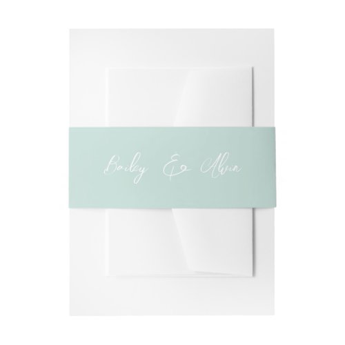 Bridal Seaglass Solid Personalized Invitation Belly Band