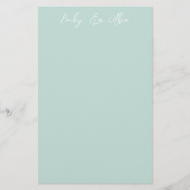 Bridal Seaglass Solid Personalized Stationery (Front)