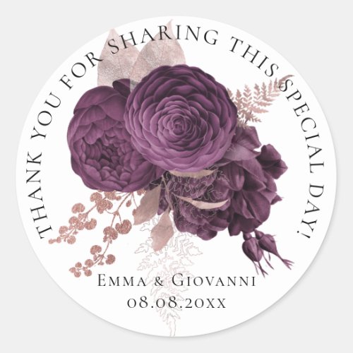 Bridal  Shower 16th Thank Rose Wreath Flower White Classic Round Sticker