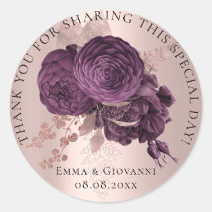 Bridal Shower 16th Thank Rose Wreath Flowers Classic Round Sticker