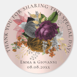 Bridal Shower 16th Thank Woodland Wreath Flower Classic Round Sticker