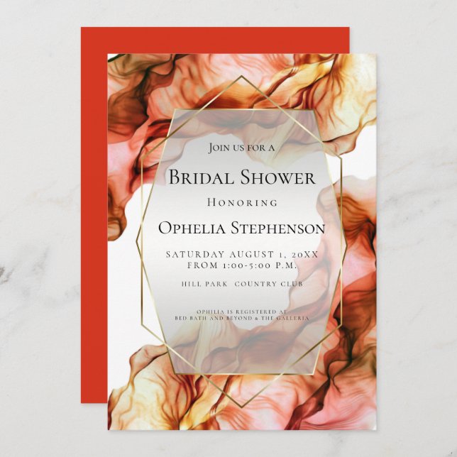 BRIDAL SHOWER | Abstract Watercolor Autumn Color 4 Invitation (Front/Back)