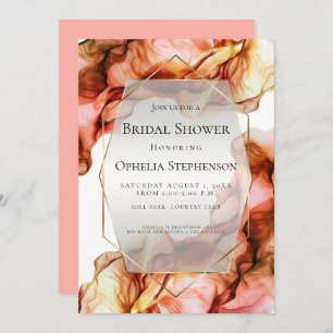 BRIDAL SHOWER Abstract Watercolor Autumn Color 6 Invitation