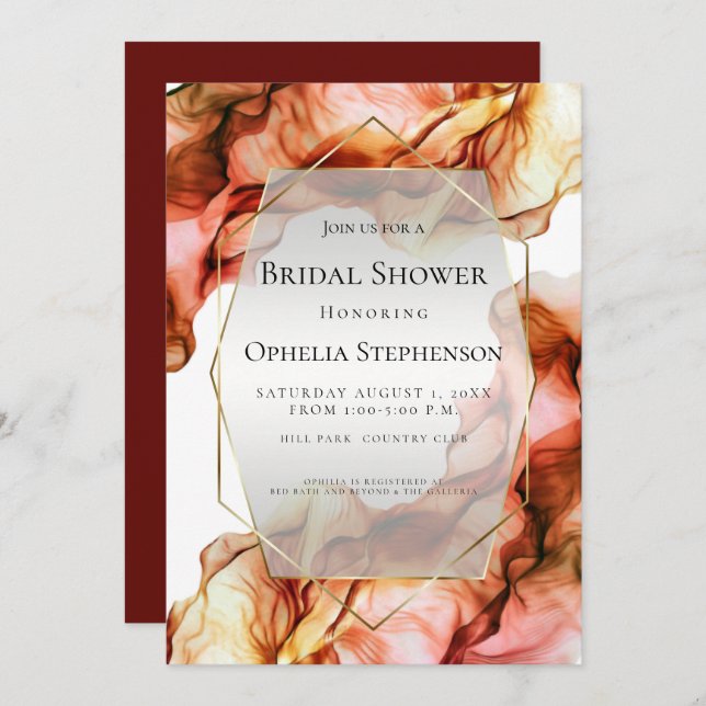 BRIDAL SHOWER | Abstract Watercolor Autumn Colors Invitation (Front/Back)