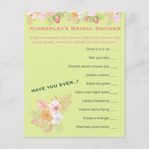 Bridal Shower Activity Boho Floral Wierdest Game
