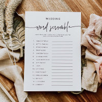 Bridal Shower Activity Card Word Scramble Game