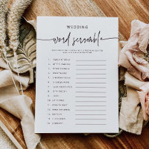 Bridal Shower Activity Card Word Scramble Game