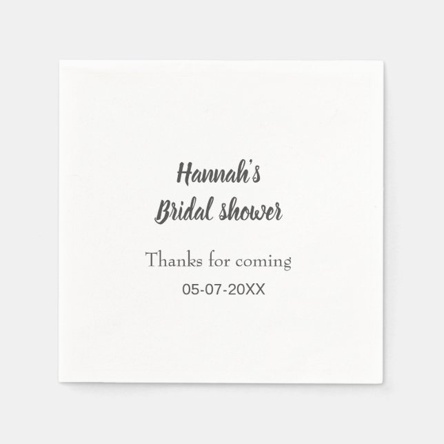 Bridal shower add name date year thanks for coming napkins (Front)