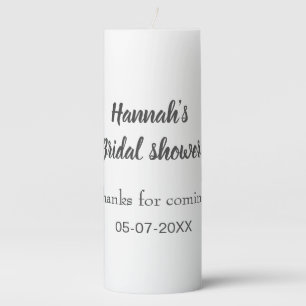 Bridal shower add name date year thanks for coming pillar candle
