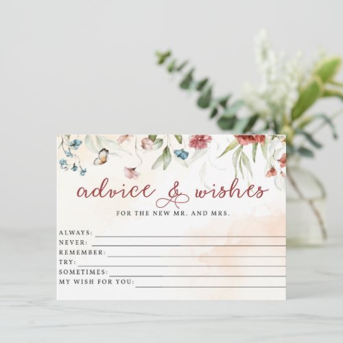 Bridal Shower Advice and wishes Bridal Game Enclosure Card