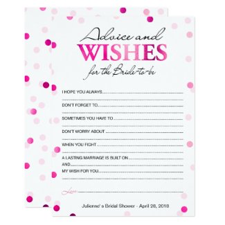 Bridal Shower Advice and Wishes | Magenta Confetti Invitation