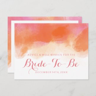 Bridal Shower Advice Blush Pink Coral Watercolor