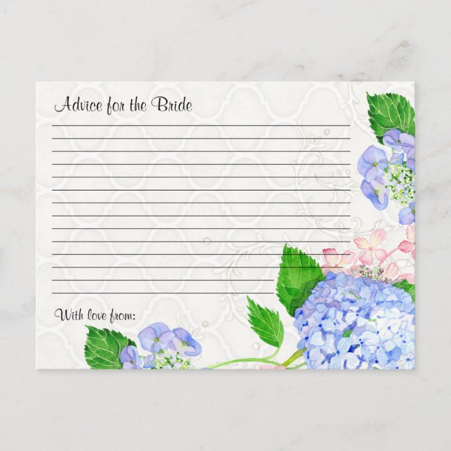 Bridal Shower Advice Bride Blue Hydrangea Floral Postcard (Front)