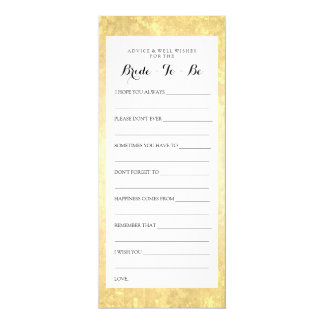 Bridal Shower Advice Card Gold Foil Stars Confetti