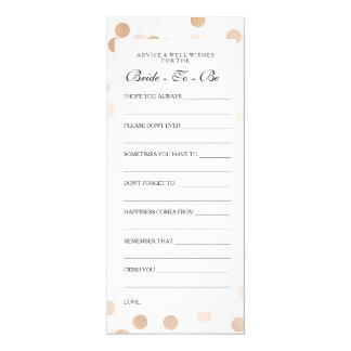 Bridal Shower Advice Cards Copper Foil Glitter