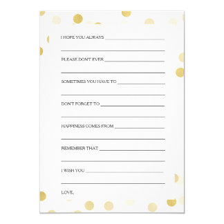 Bridal Shower Advice Cards Gold Foil Glitter Light