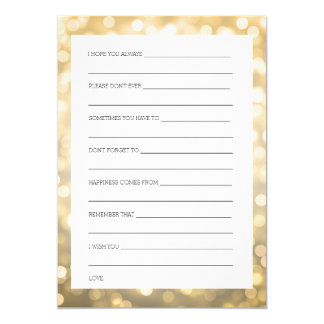 Bridal Shower Advice Cards Gold Glitter Lights