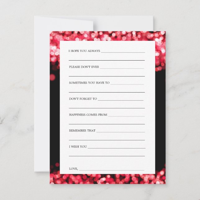 Bridal Shower Advice Cards Red Lights (Front)