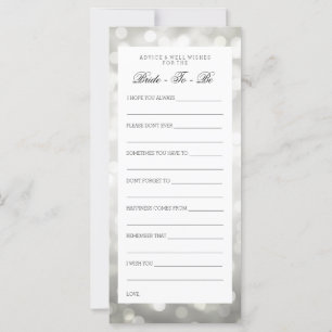 Bridal Shower Advice Cards Silver Glitter Lights