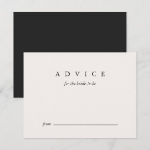 Bridal Shower Advice for the Bride Black and Taupe Card