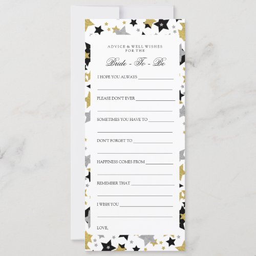 Bridal Shower Advice Gold Glitter Stars Confetti Invitation