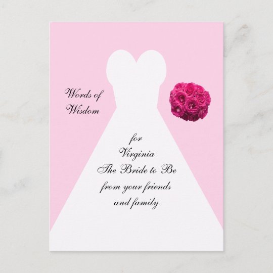 Bridal Shower Advice Post Cards Bridal Gown
