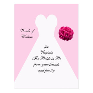 Bridal Shower Advice Post Cards - Bridal Gown