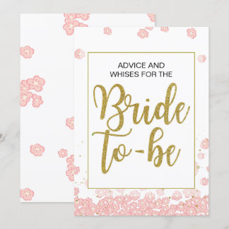 Bridal Shower Advice Sign | Pink and Gold Invitation
