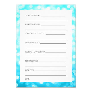Bridal Shower Advice Turquoise Glitter Lights Card