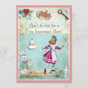 Bridal Shower Alice in Wonderland Don't Be Late Invitation