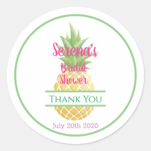 Bridal Shower Aloha Bride Pineapple Thank You Classic Round Sticker