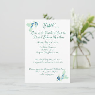 Bridal Shower, Aqua Watercolor Invitation