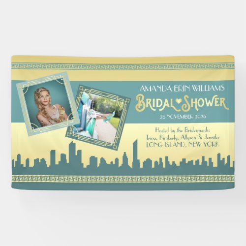 Bridal Shower Art Deco Gold Turquoise Welcome Pics Banner