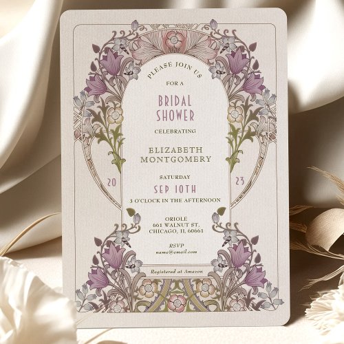 Bridal Shower Art Nouveau Morris Lavender Art Deco Invitation