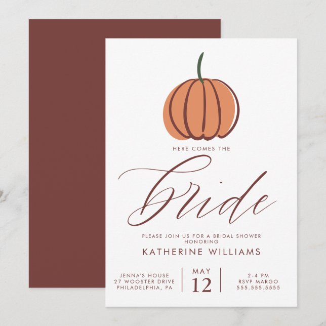 BRIDAL SHOWER | Autumn Pumpkin Invitation (Front/Back)
