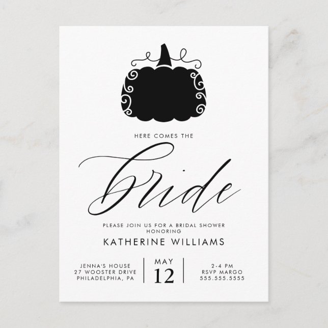 BRIDAL SHOWER | Autumn Pumpkin Postcard (Front)