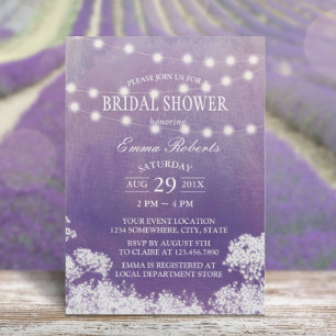 Bridal Shower Baby's Breath Watercolor Purple Invitation