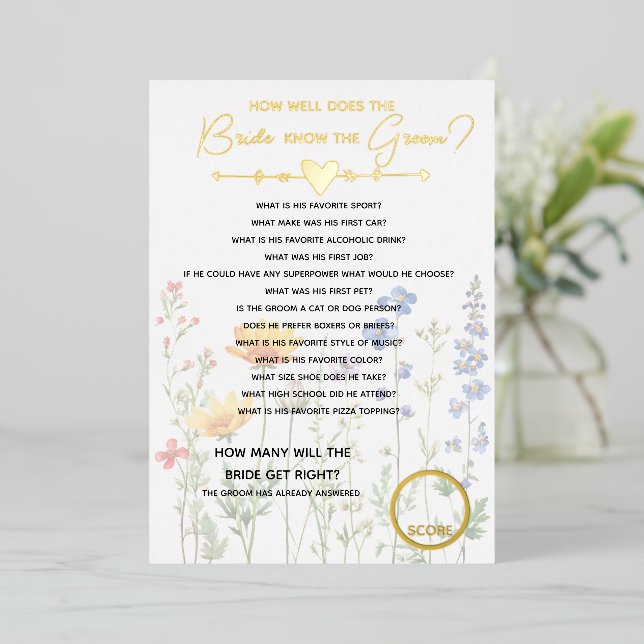Bridal Shower Bachelorette Party Bride Know groom Foil Invitation (Standing Front)