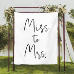 Bridal Shower Backdrop Decorations Miss to Mrs.<br><div class="desc">Miss to Mrs. backdrop in black and white. Bridal shower tapestry with a modern but simple style. Party decorations. The example in the arch corresponds to the 88x10" extra large size.</div>