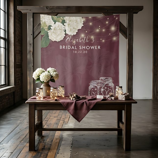 Bridal Shower Backdrop Mason Jars Hydrangea Lights (Creator Uploaded)