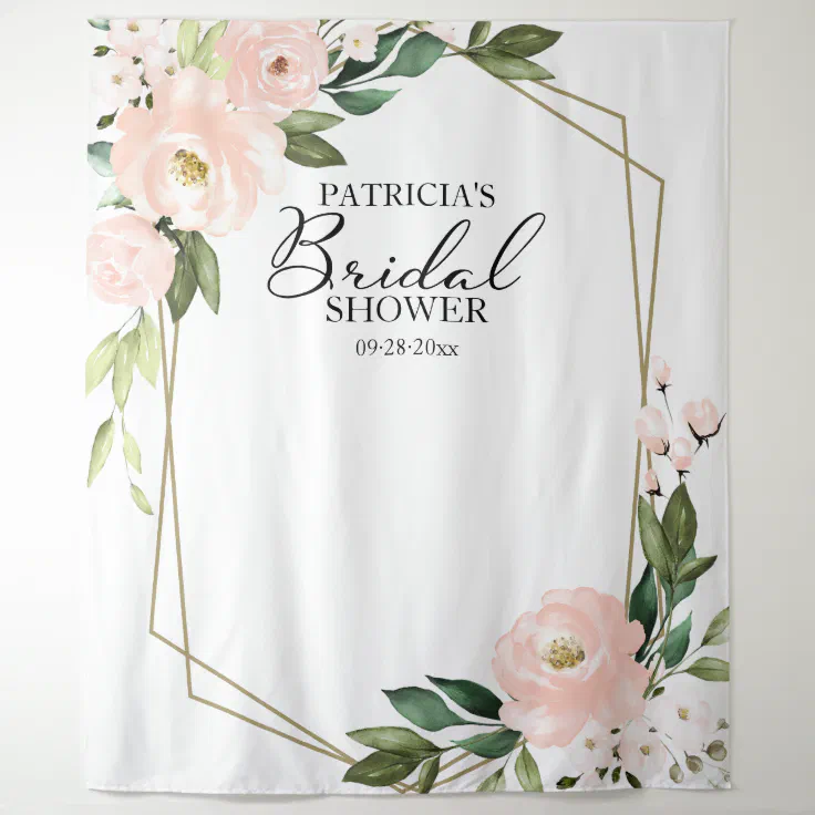 Bridal Shower Backdrop Photo Prop Pink Flowers | Zazzle